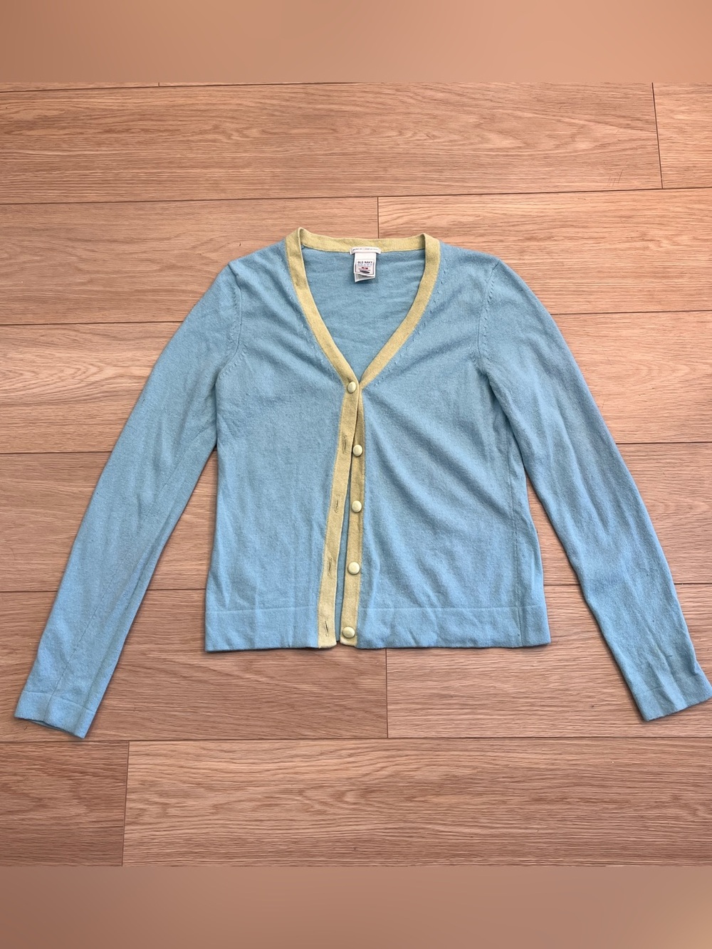 Old Navy Y2K Blue Green Angora Blend Button Front Cardigan Size M